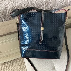 Attractive Irridescent Blue Leather Arcadia Shoulder Bag with Crossbody strap